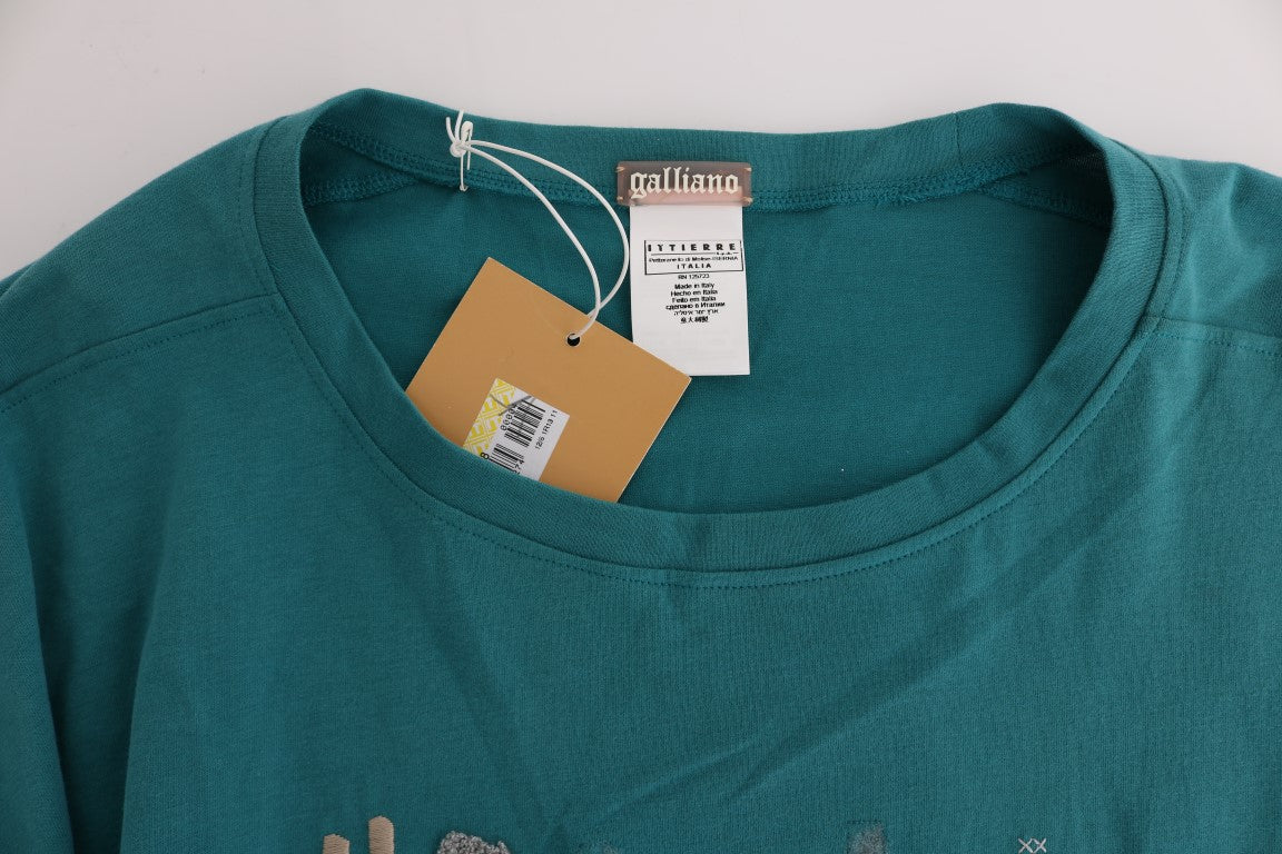 Green t-shirt on hanger with tag