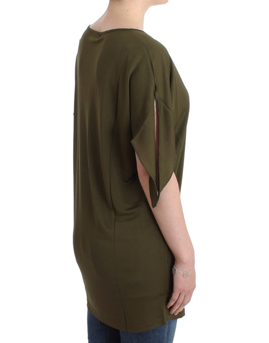 Green sleeveless top with ruffled shoulders