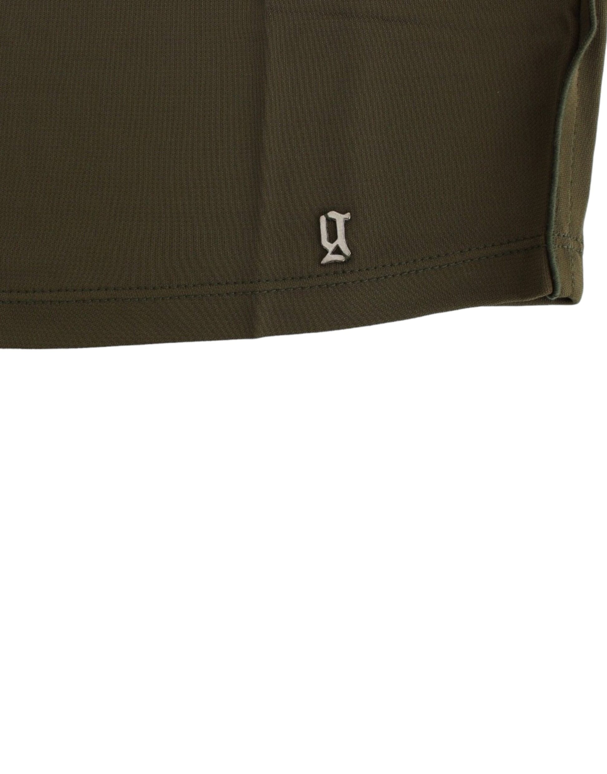 Green military belt with metal buckle
