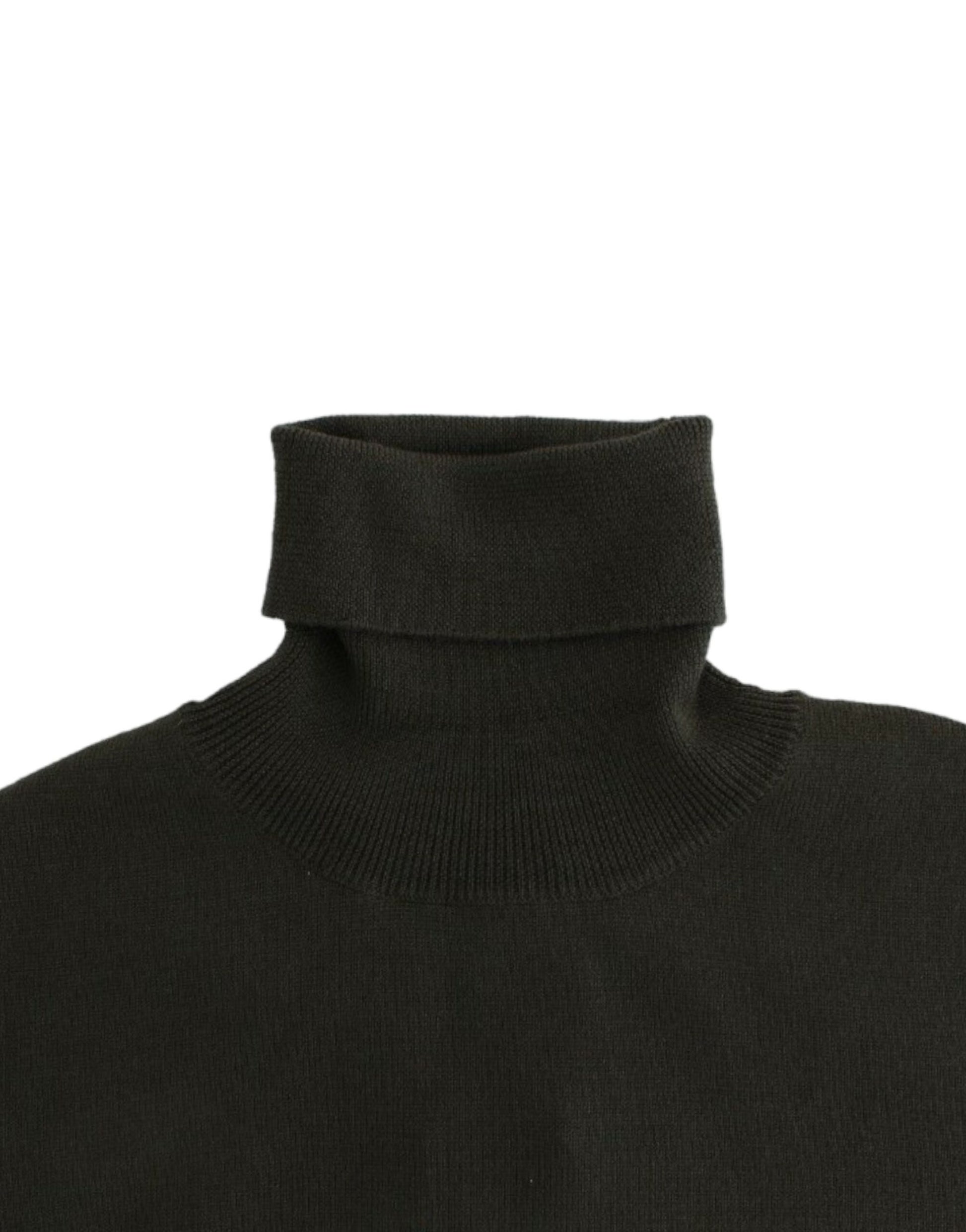 Black turtleneck sweater with ribbed neckline