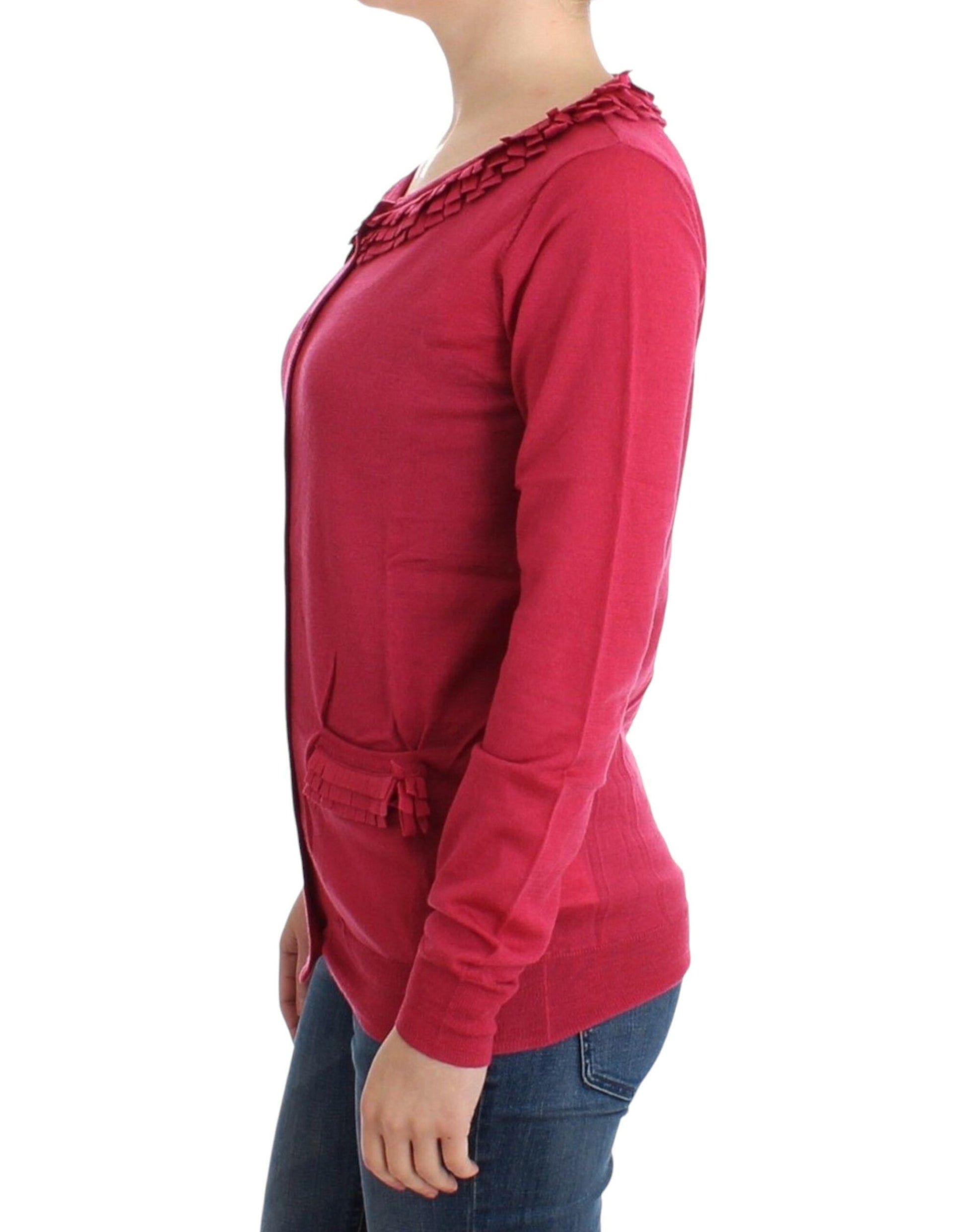 Long sleeve red shirt on woman
