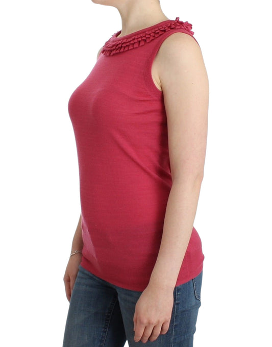 Red tank top on woman's torso