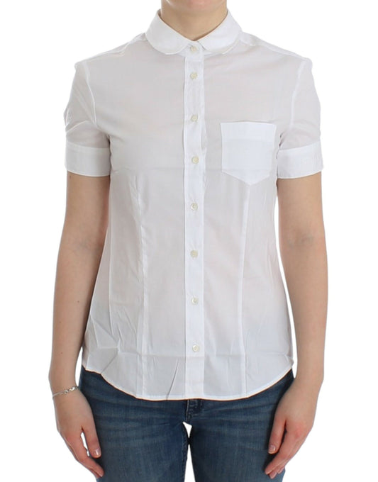 White shirt with short sleeves and collar