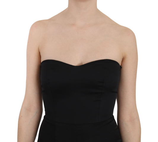 A black sequined flare ball gown dress with a deep neckline and short sleeves