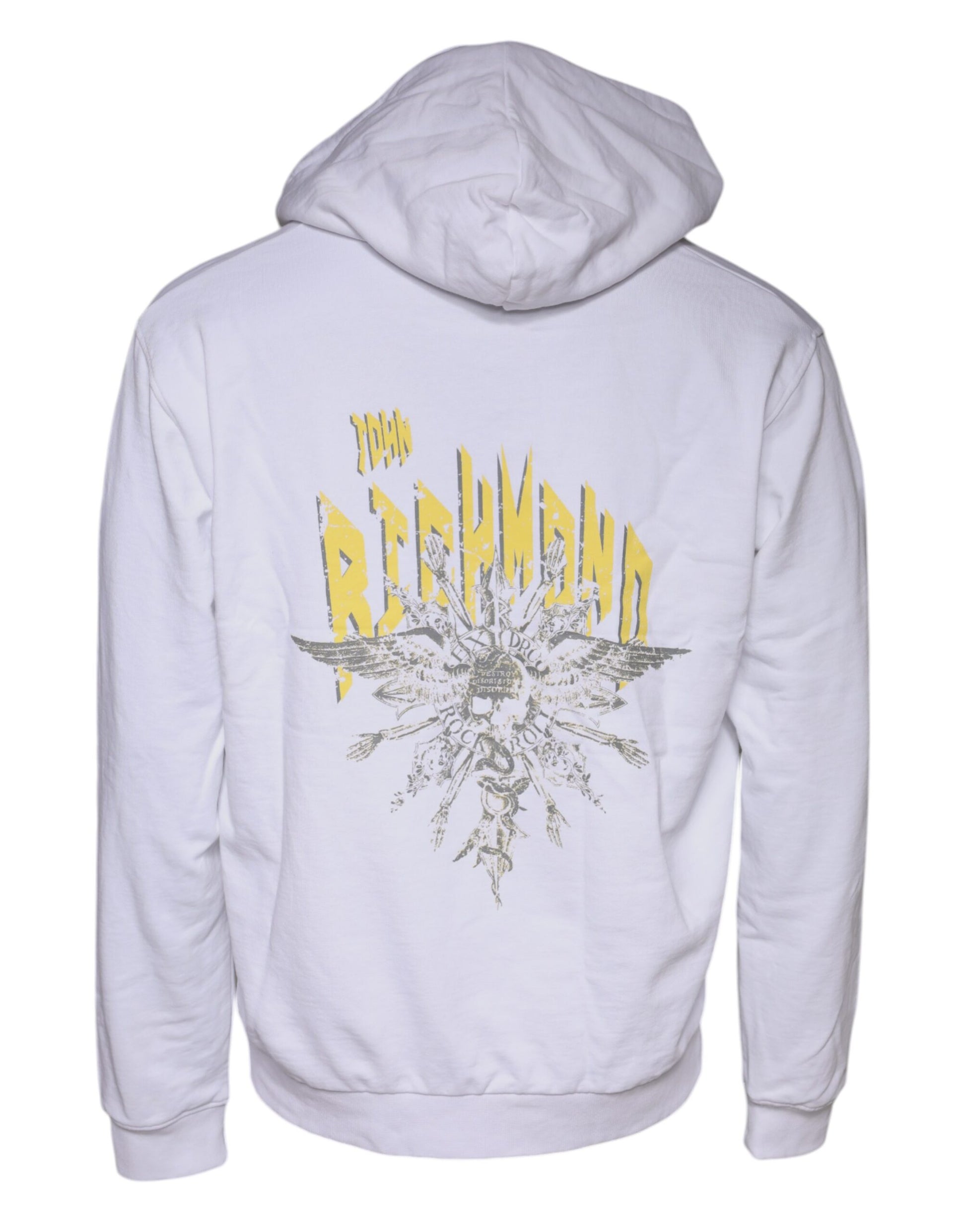 White hoodie with graphic design on front