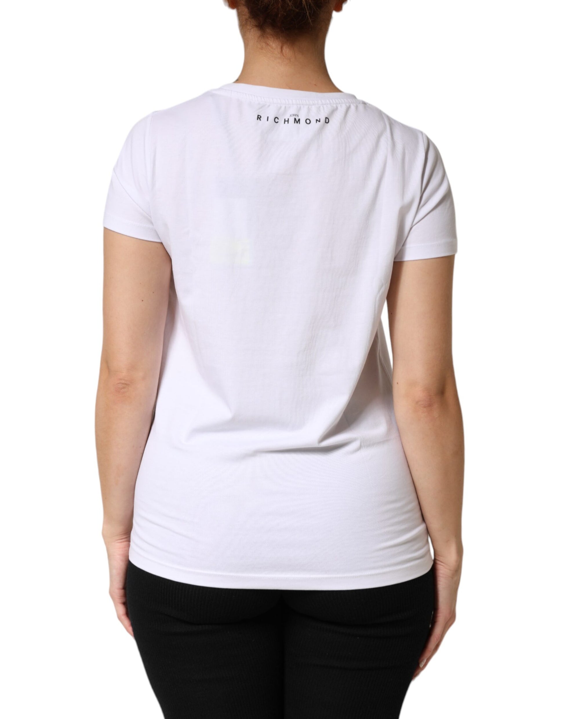 White t-shirt on a woman's back