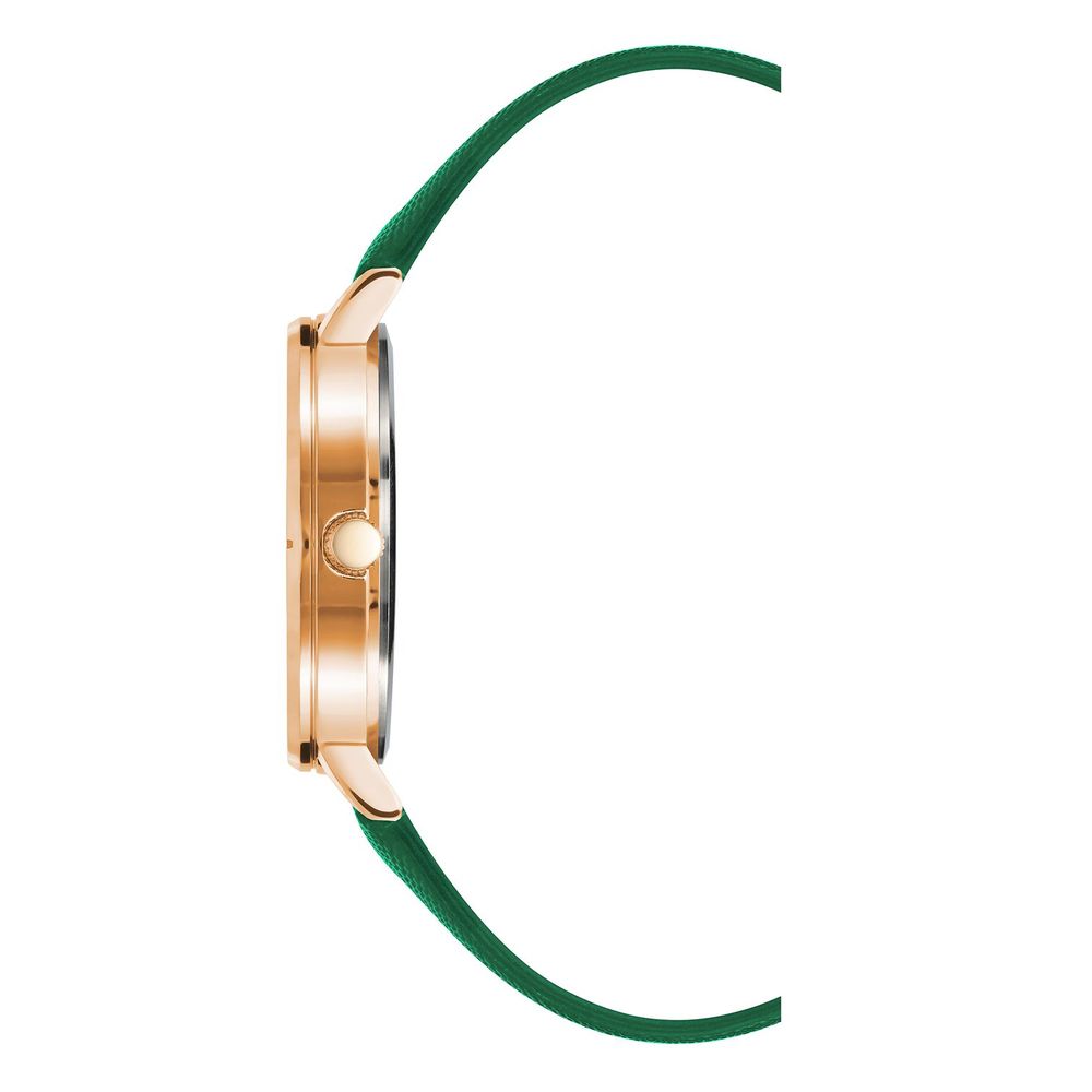 A bicolor plastic watch with green strap