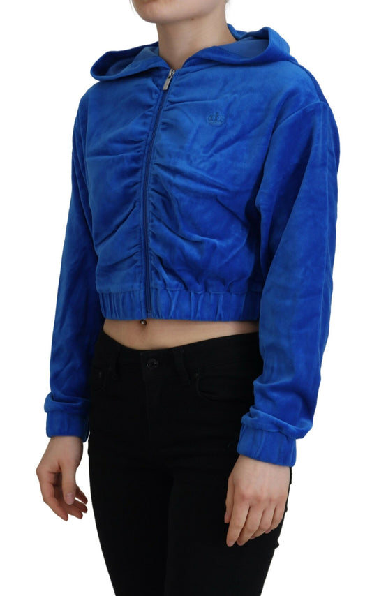 Blue velvet jacket with hood
