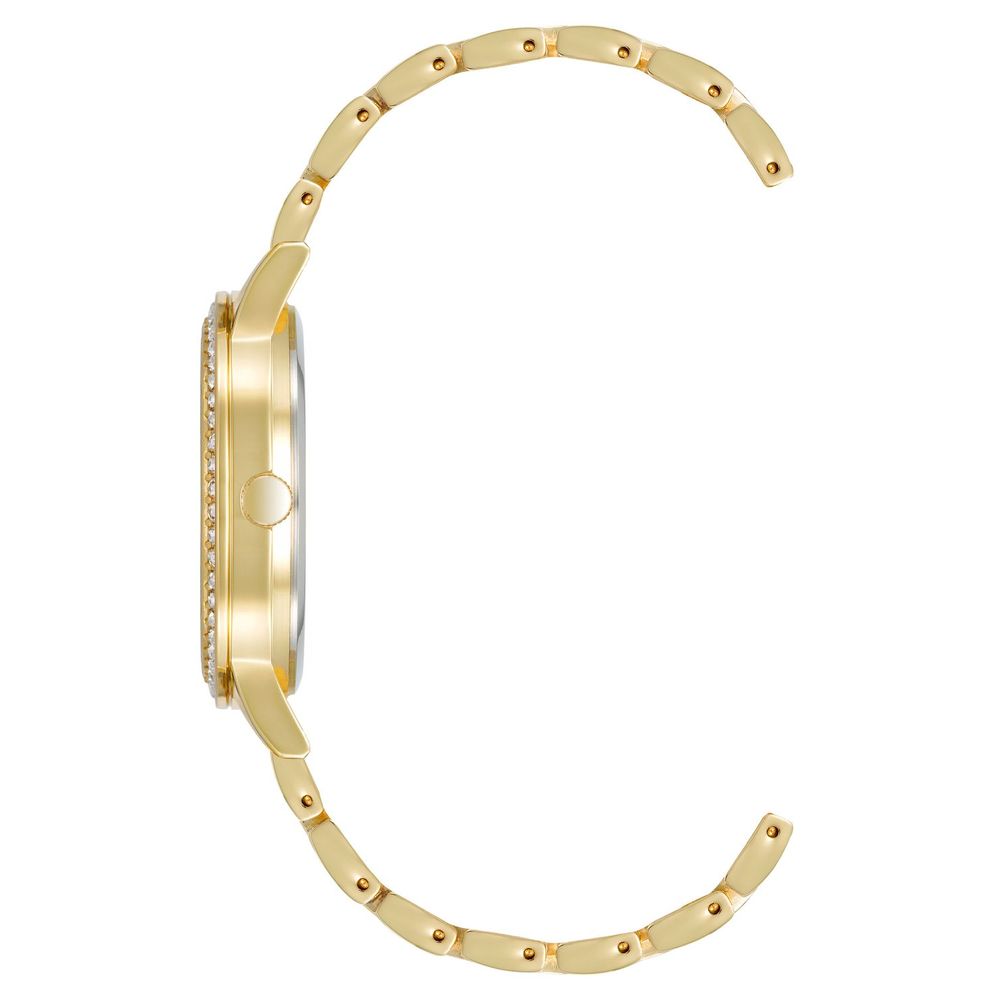 Gold bracelet with multicolored stones on watch face