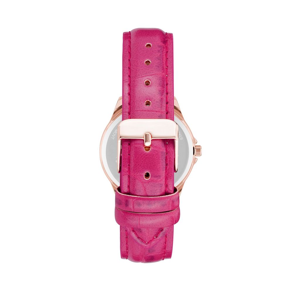 Pink leather watch with silver buckle