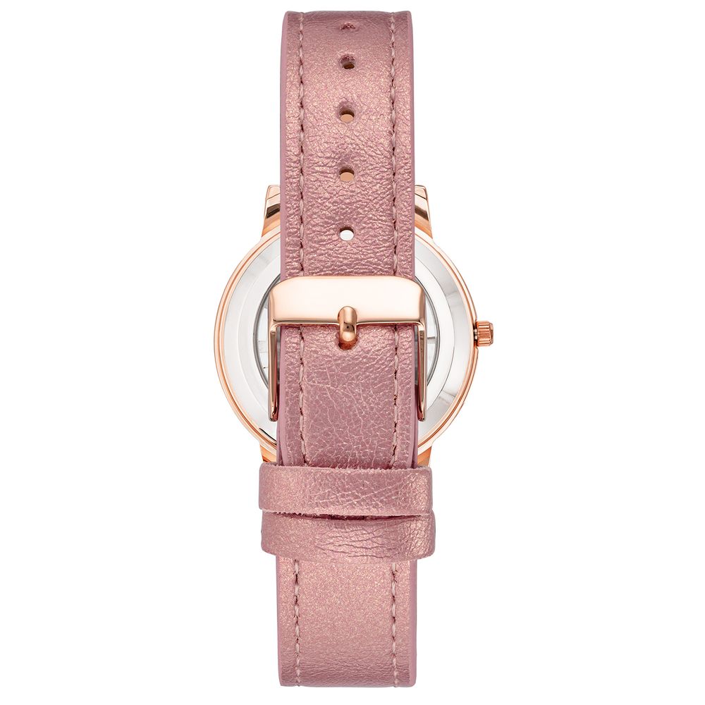 Pink leather watch strap with silver buckle