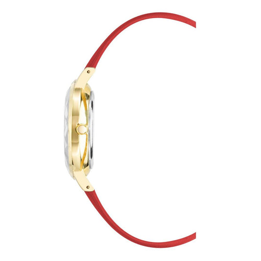 Red and gold watch with red band