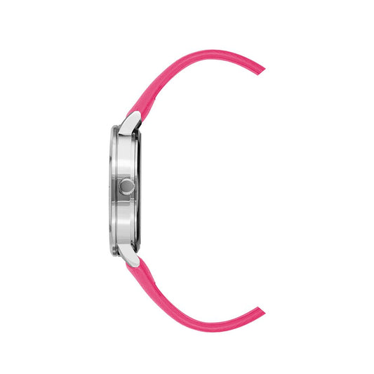 Pink watch with silver band