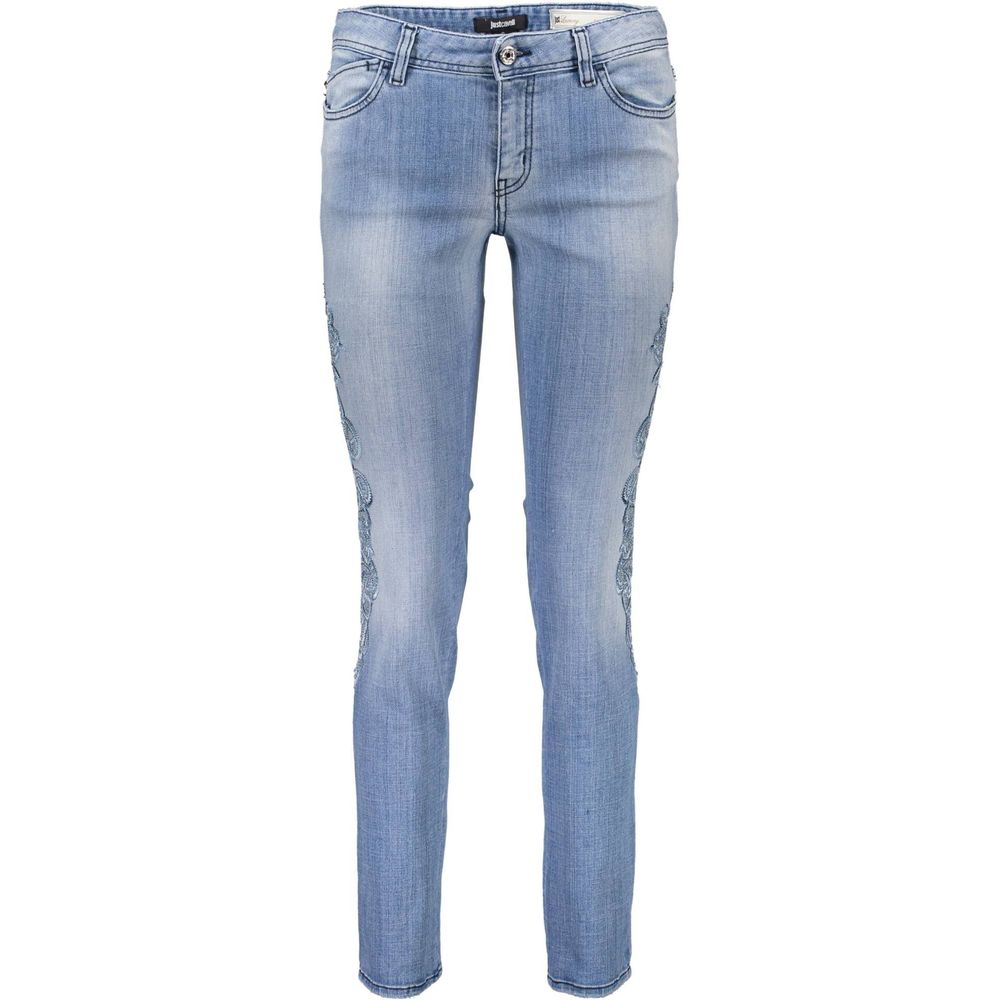 Pair of blue jeans on a hanger