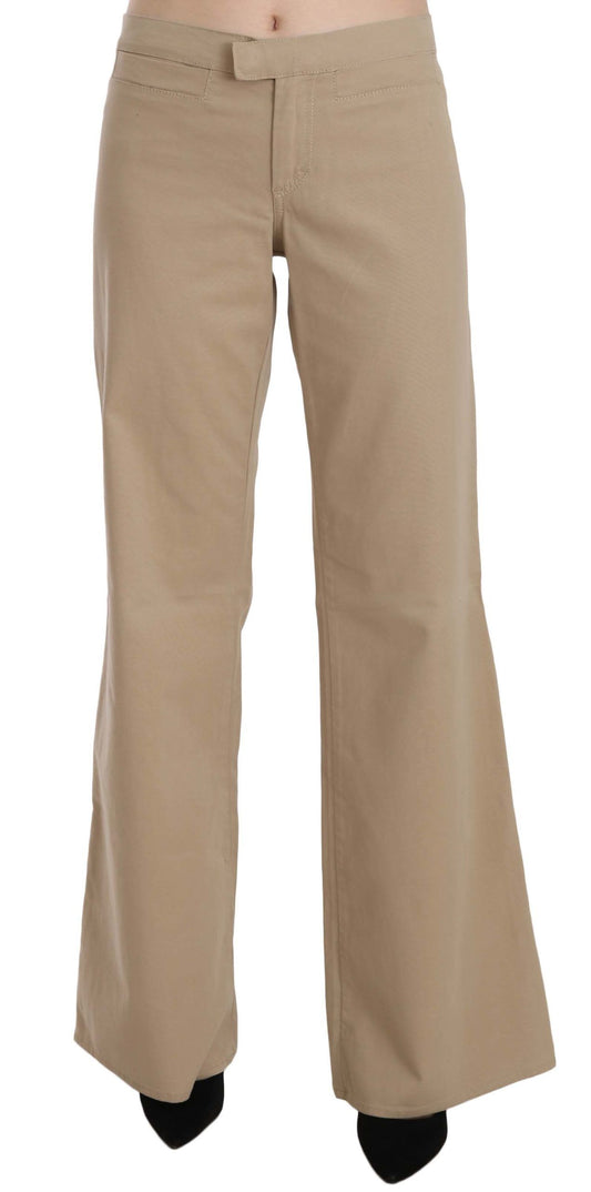 Tan pants with flared legs