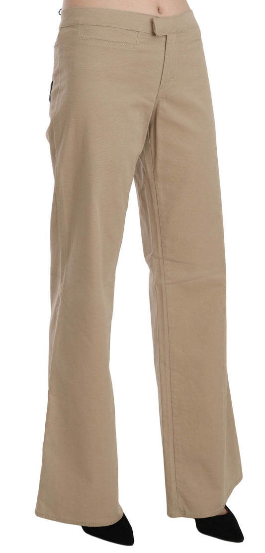 Tan pants with flare legs