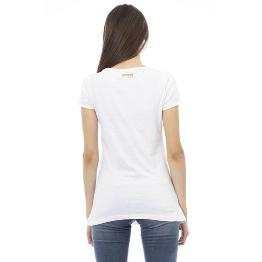 White short sleeve t-shirt on a woman's back