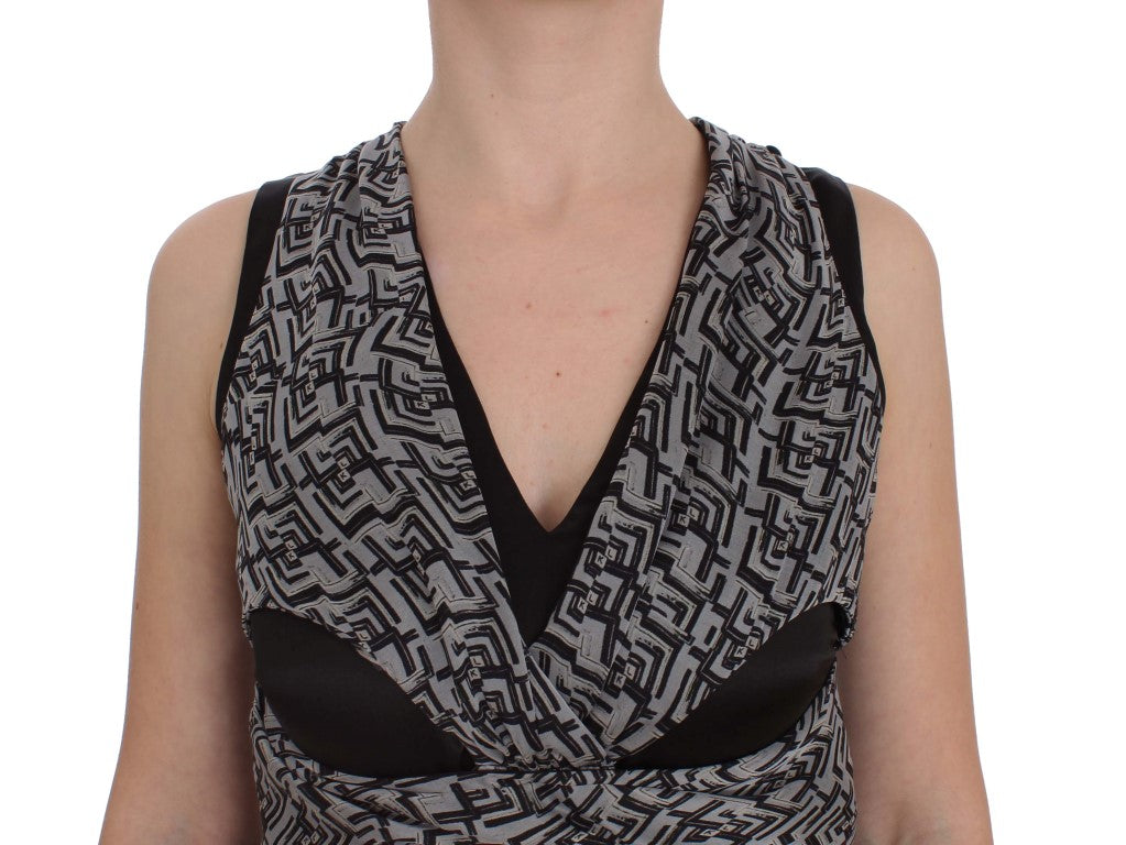 Black and white patterned sleeveless top