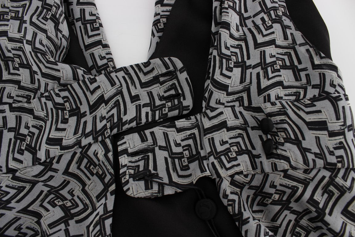 A patterned garment with a geometric design on fabric