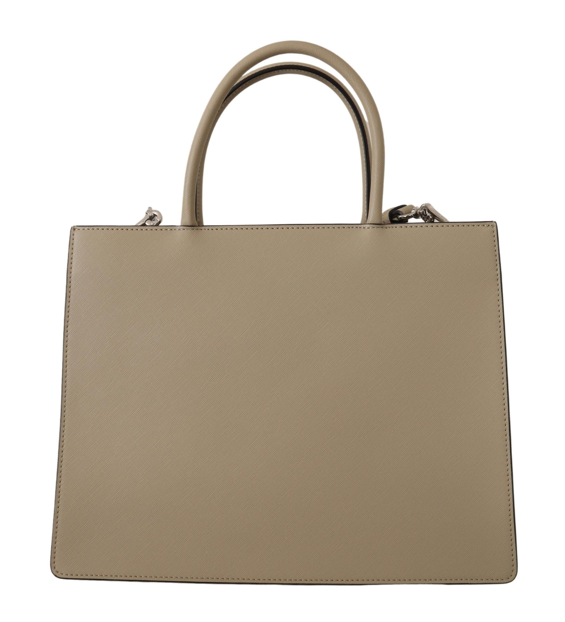 Brown leather handbag with handles