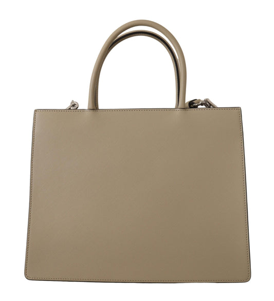 Brown leather handbag with handles