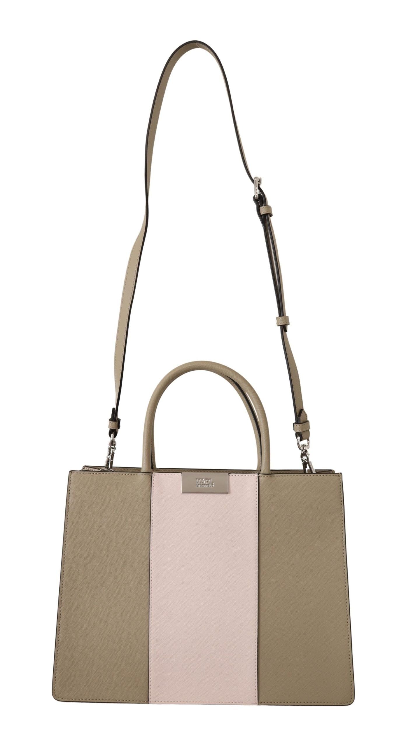 Brown leather purse with pink stripe