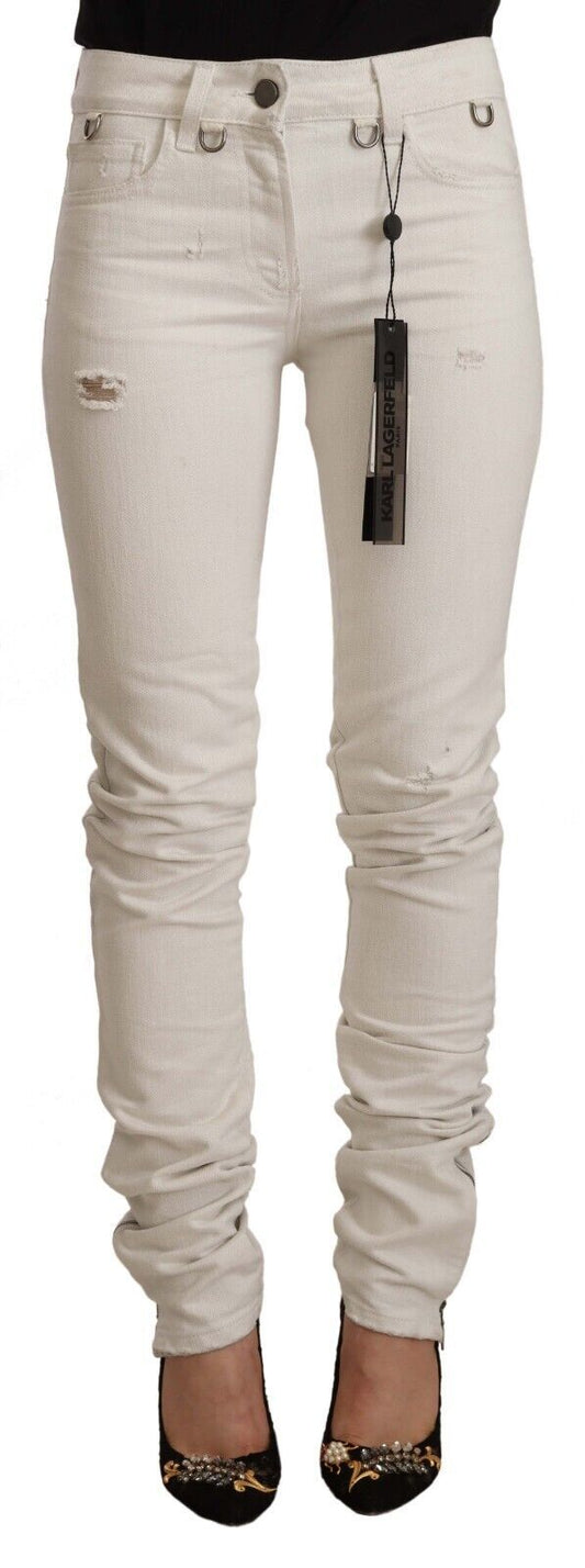 White skinny jeans with distressed details