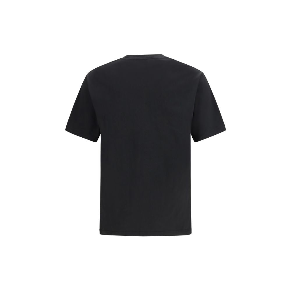 A black cotton t-shirt with short sleeves