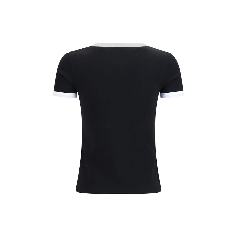 A black cotton t-shirt with short sleeves