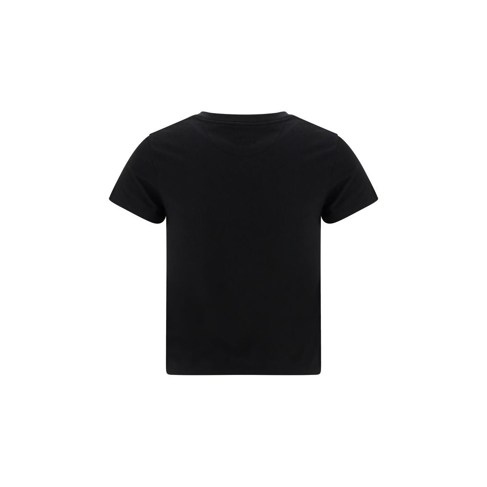 A black cotton t-shirt with short sleeves