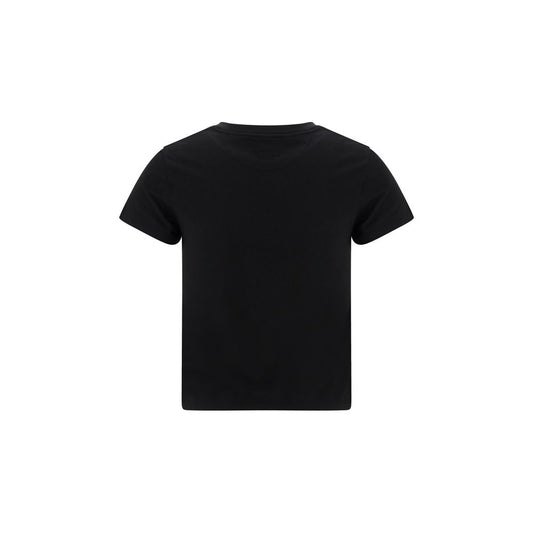 A black cotton t-shirt with short sleeves