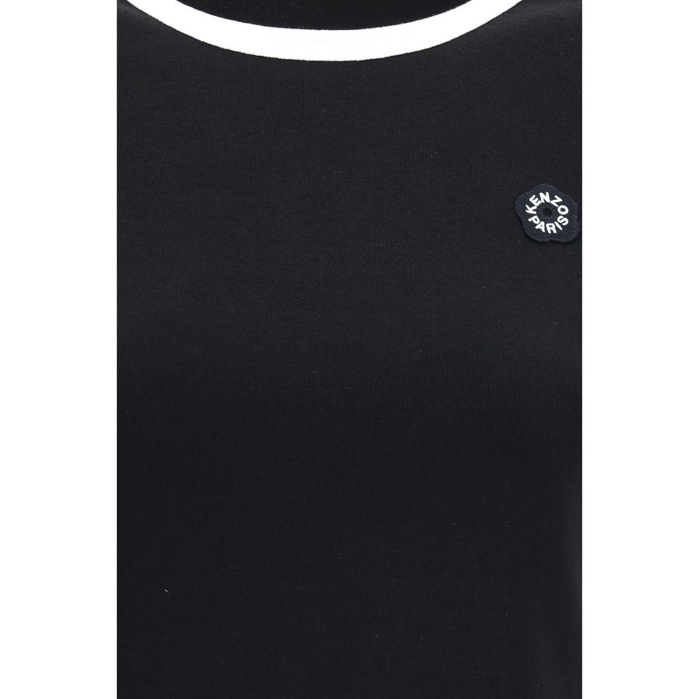 A black cotton t-shirt with a small logo on the left chest area