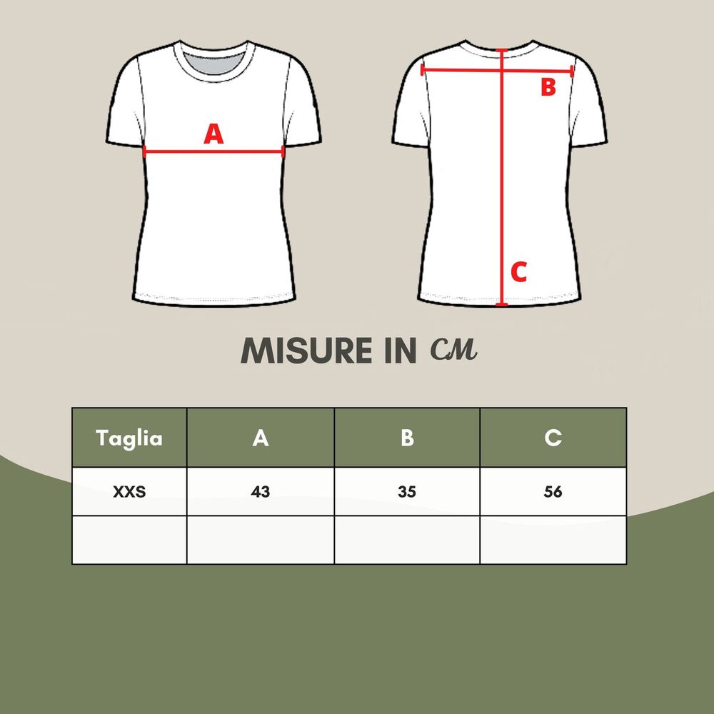 White t-shirt with red lines indicating size measurements