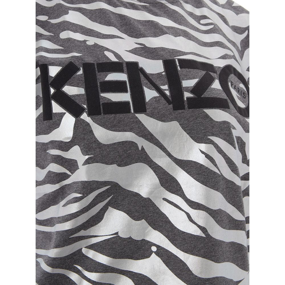 Zebra print shirt with white lettering on front