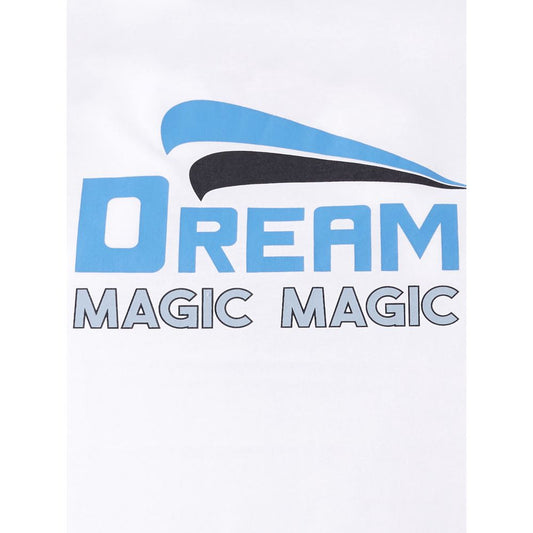 White t-shirt with blue logo reading "Dream Magic Dream"