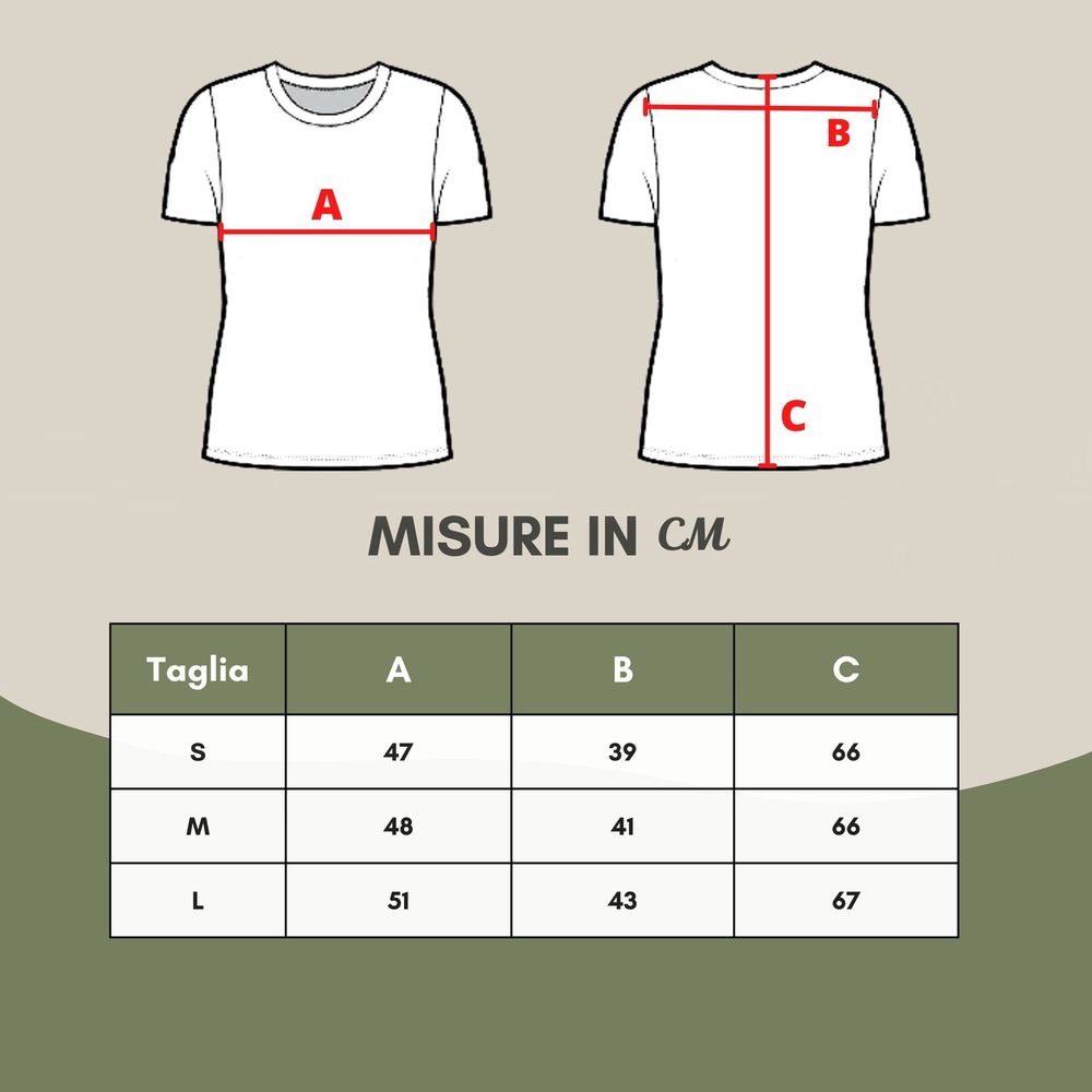 White t-shirt with red lines indicating size measurements