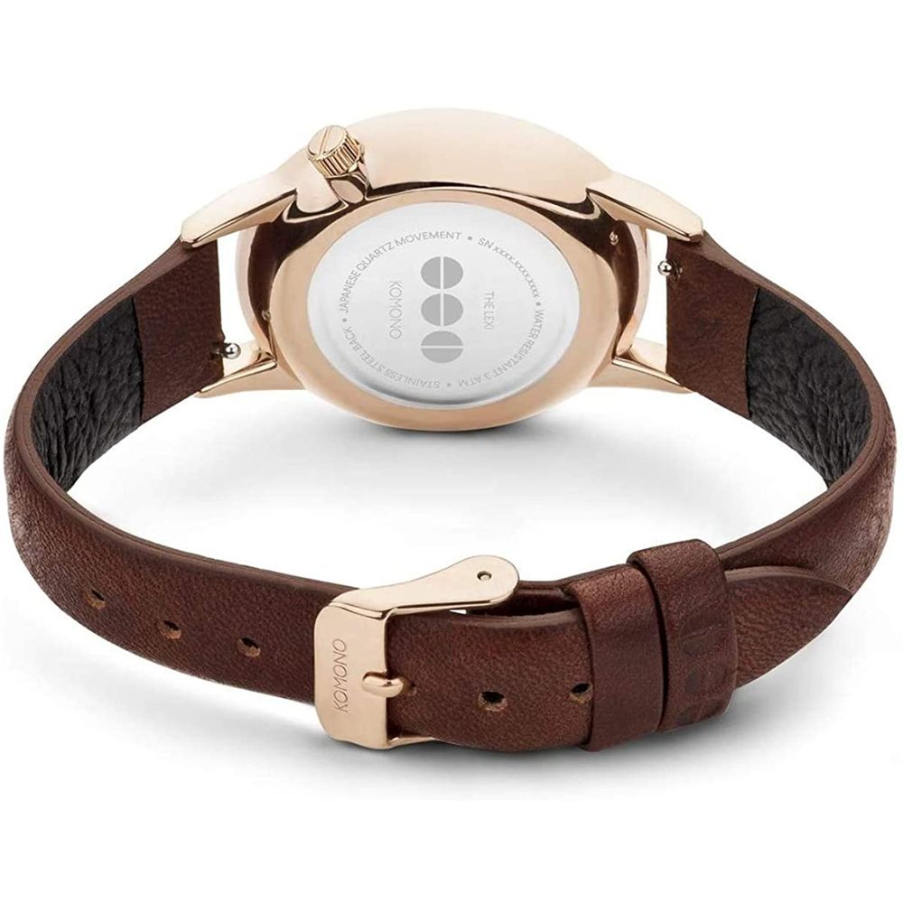 Brown leather watch with rose gold accents