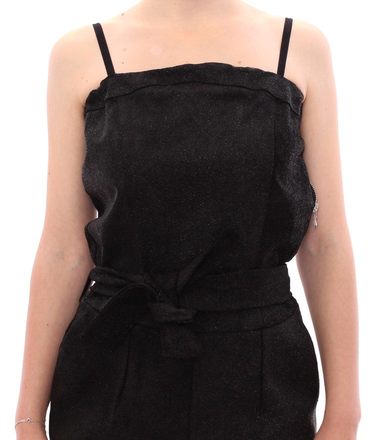 Black velvet off-the-shoulder dress with tie at waist