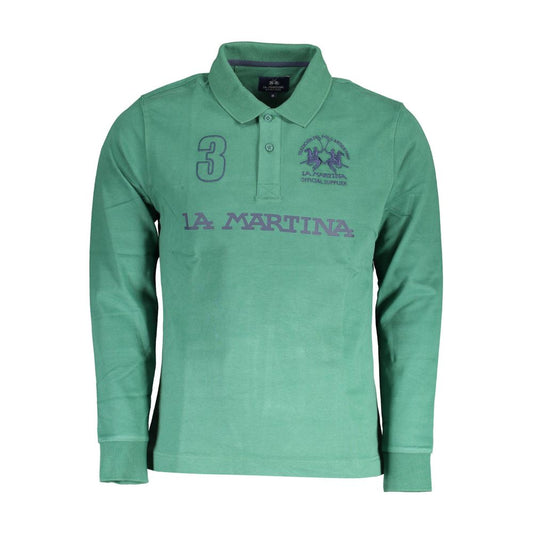 Green polo shirt with number 3 on front
