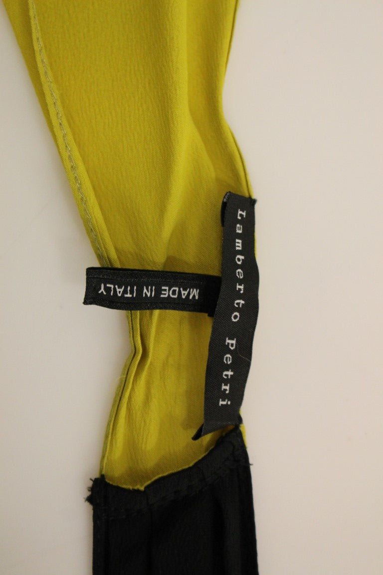 Yellow tie with black stitching