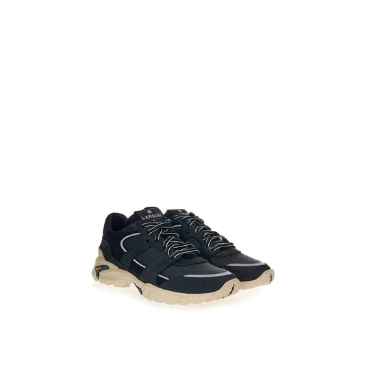 Black and white athletic shoe with laces