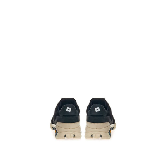 Pair of black and white sneakers with laces