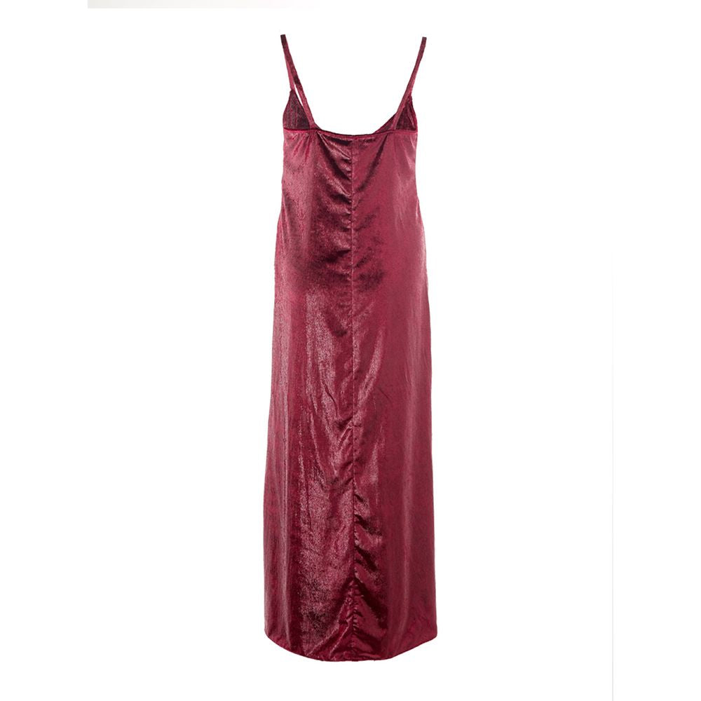A red satin cocktail dress with spaghetti straps