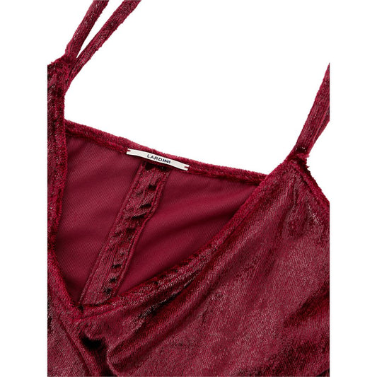Red cocktail dress with lace detailing