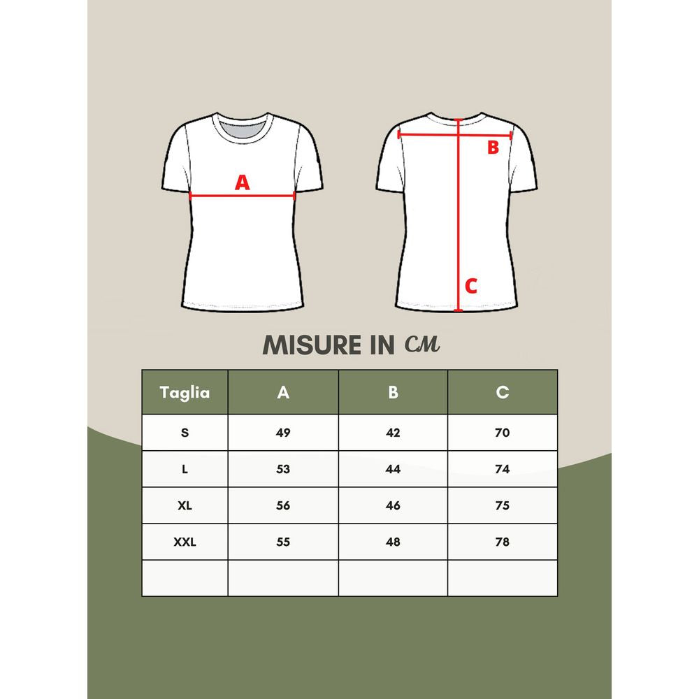White t-shirt with measurements marked in red