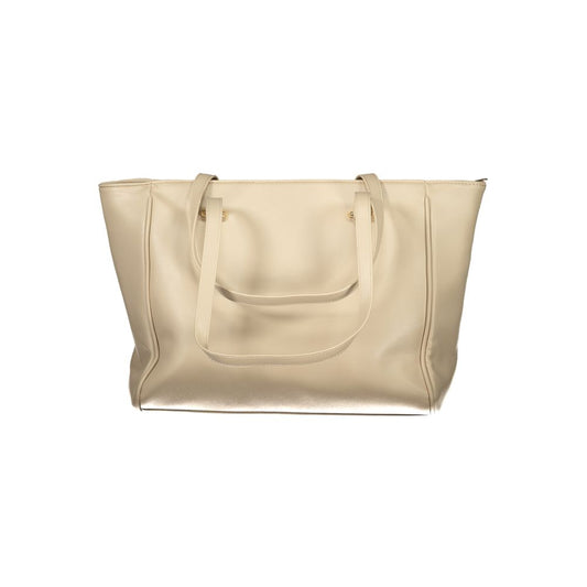 Large tan leather handbag with two handles