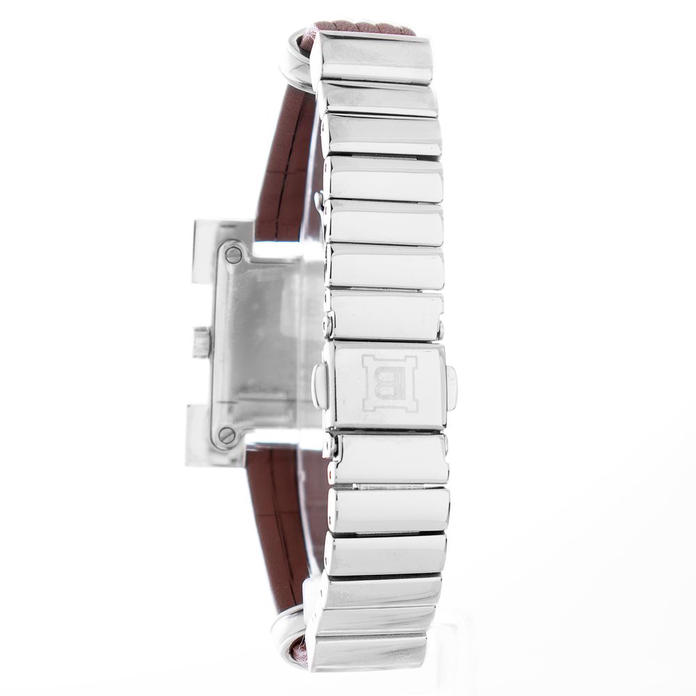 Silver watch with brown leather lining and white face