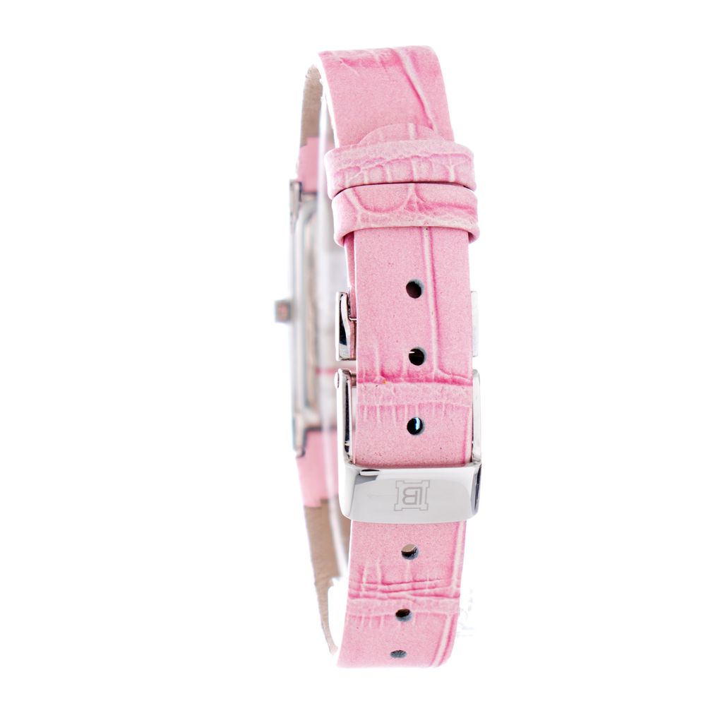 Pink leather watch with silver buckle