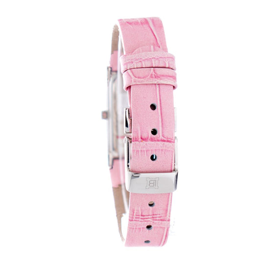 Pink leather watch with silver buckle