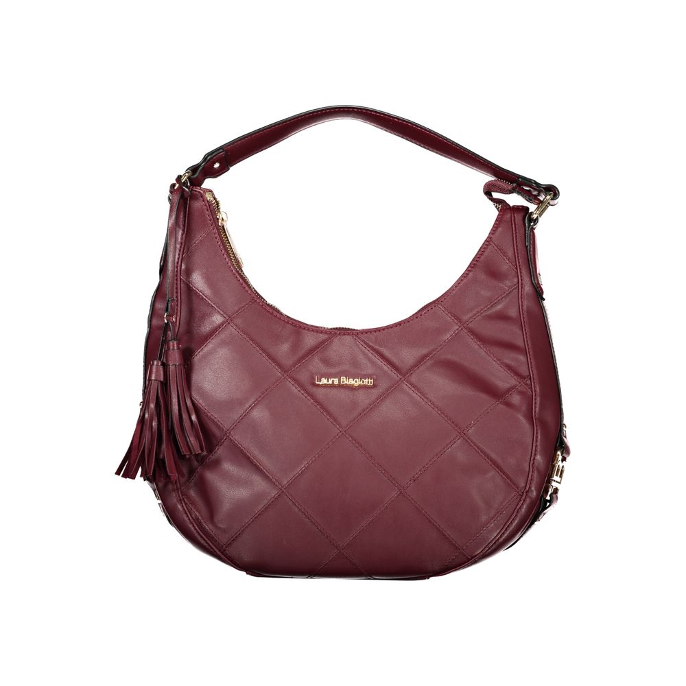 Purple quilted leather handbag with fringe detailing